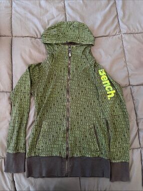 Bench Olive Green Logo-Print Hooded Zip Jacket